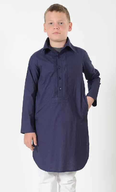 Boys Cotton Collar Half Button Tunic