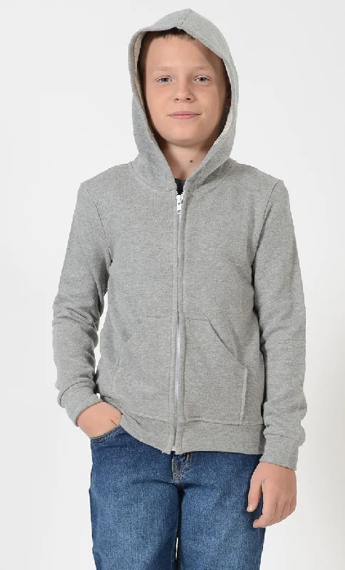 Boys Grey Zipper Hoodie