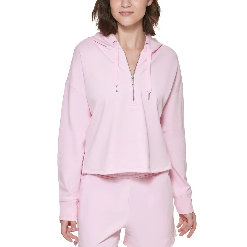 Calvin Klein Women's Half Zip Hoodie Pink Size X-Large