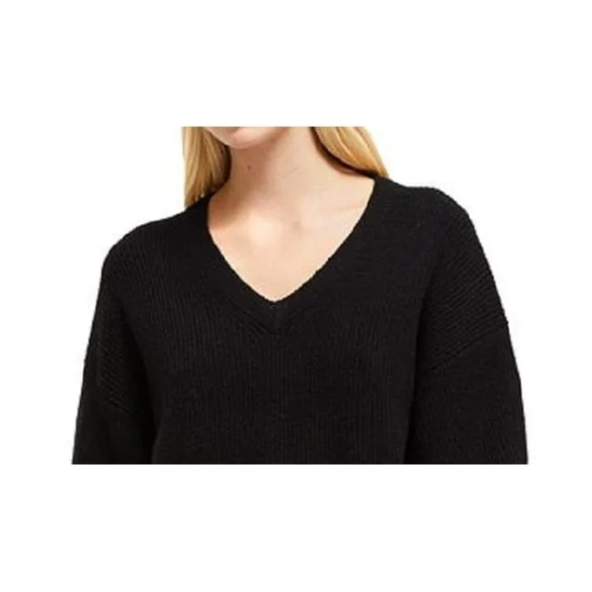 French Connection Women's River Vhari V Neck Sweater Black Size Large