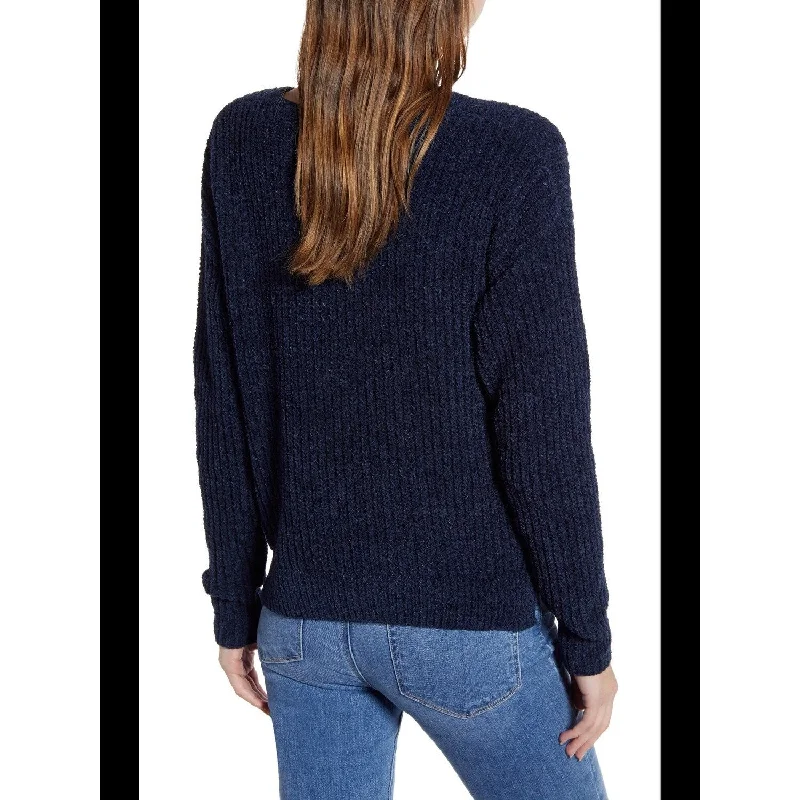 Lucky Brand Women's Chenille V Neck Sweater Blue Size X-Large