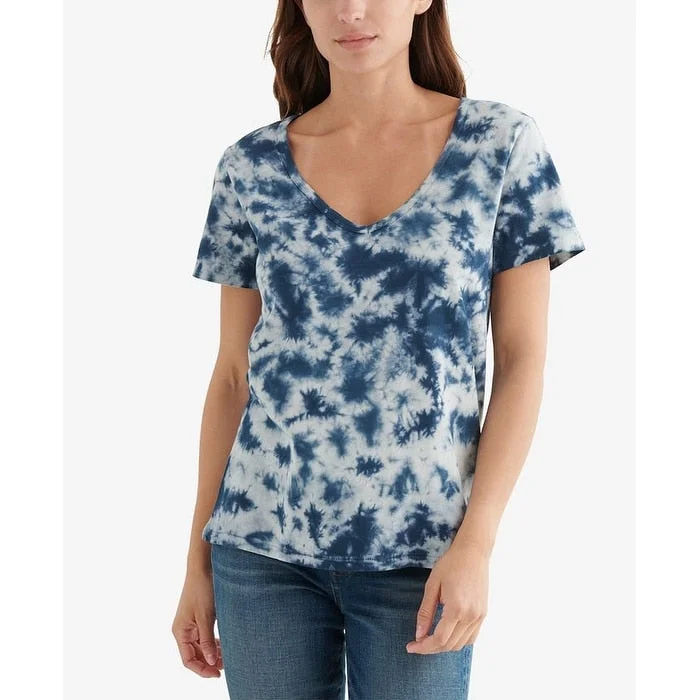 Lucky Brand Women's Essential V Neck T-Shirt Blue Size XX-Large