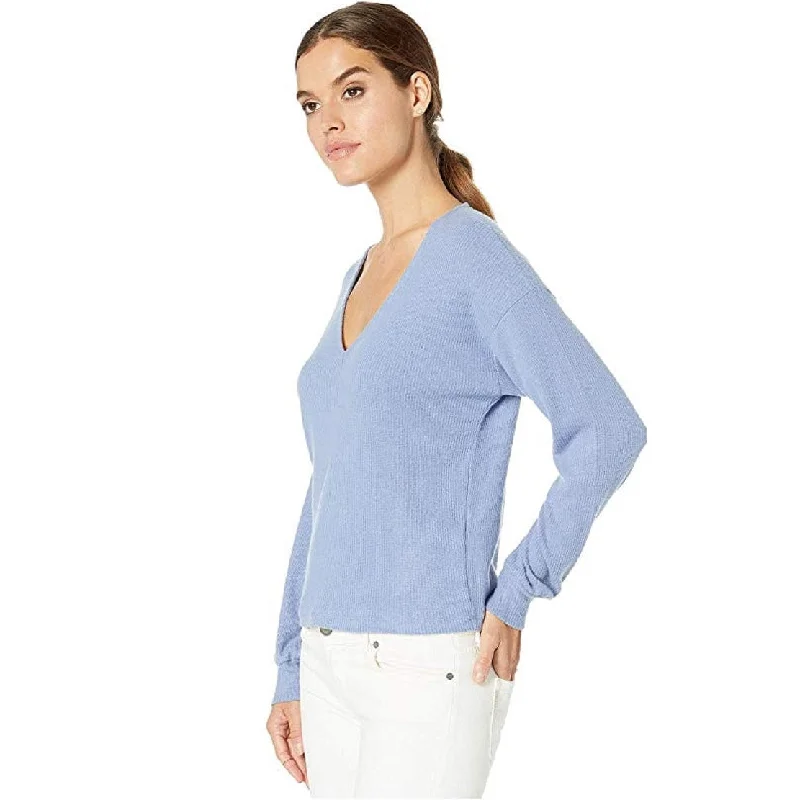 Lucky Brand Women's Long Sleeve V Neck T-Shirt Top Blue Size Large