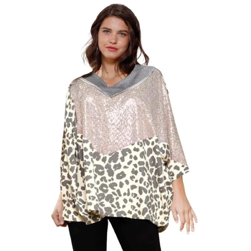 Multi Print Oversized V-neckline