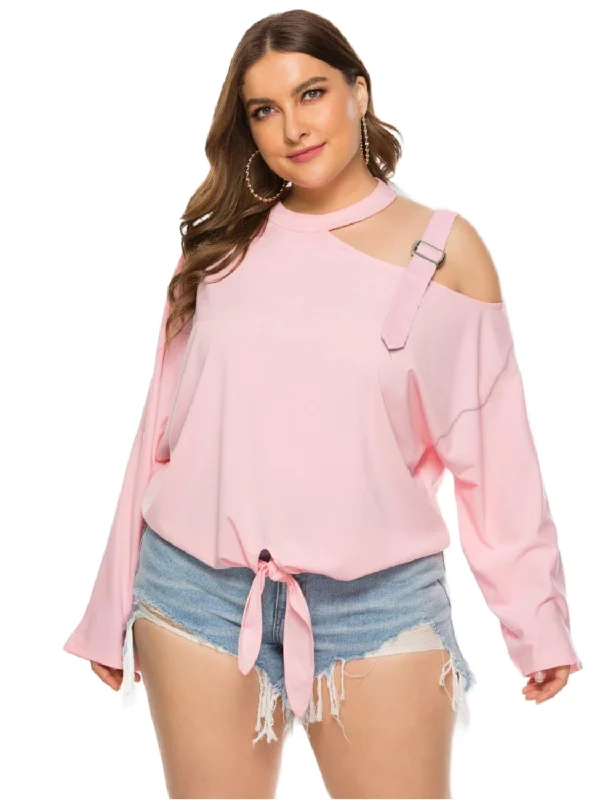 Plus Size Cold-Shoulder Tied Top