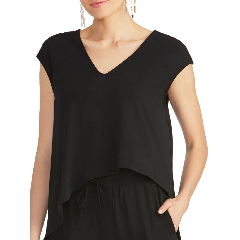 Rachel Roy Women's Bina Cropped V Neck Top Black Size Large