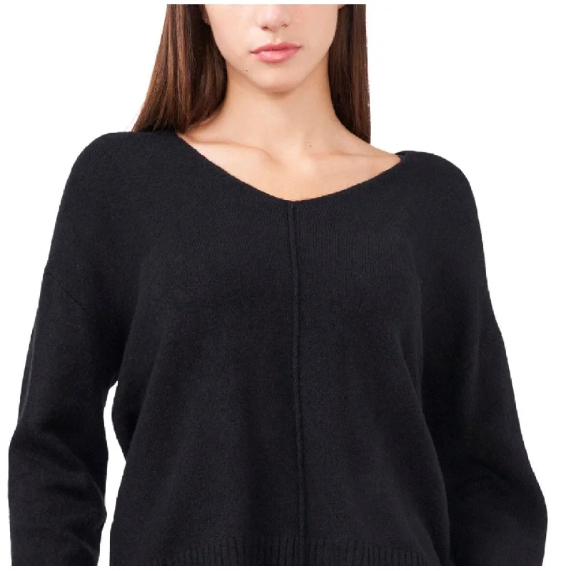 Sam & Jess Women's V Neck Cozy Sweater Black Size X-Large