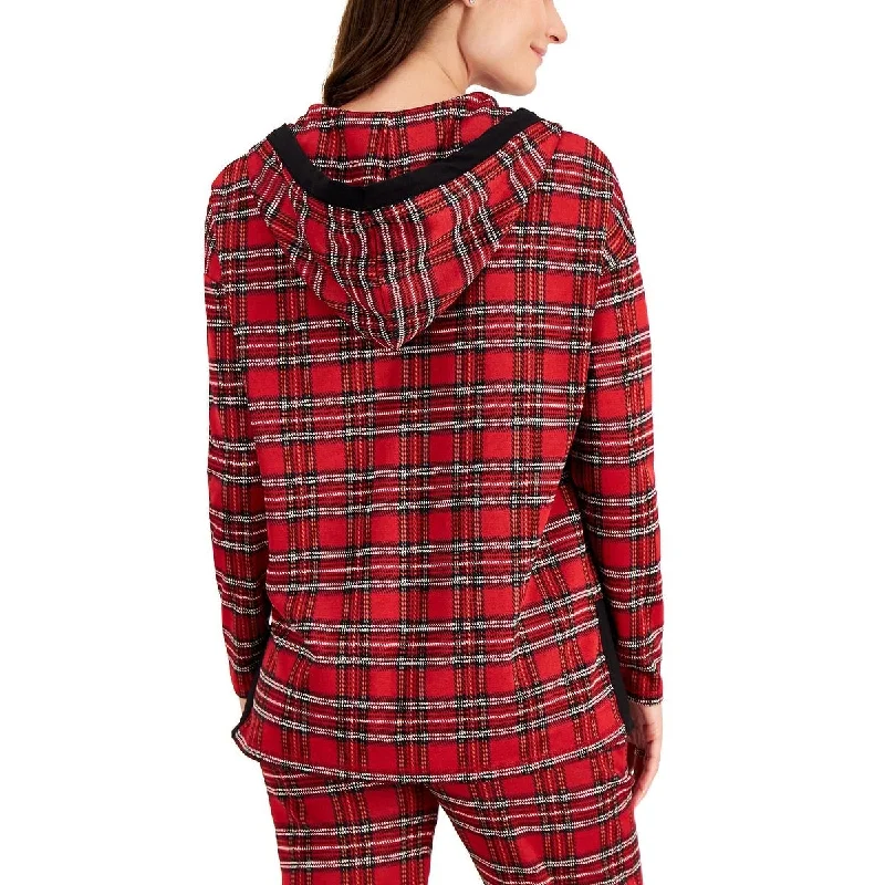 Tommy Hilfiger Women's Plaid Zip Hoodie Red Size Small