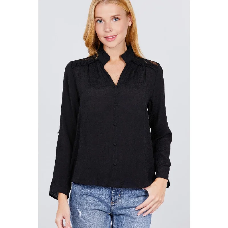 V-neck Button Down Woven Top