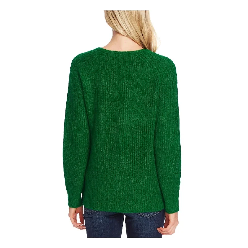 Vince Camuto Women's Ribbed V Neck Sweater Green Size Medium