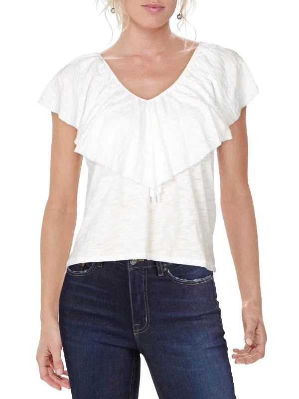 Womens Ruffled V-Neck Tank Top