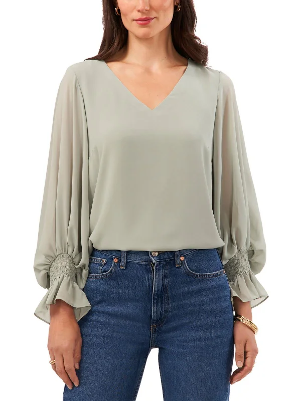 Womens V-Neck Dressy Blouse