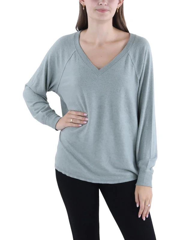 Womens V-Neck Ribbed Trim T-Shirt