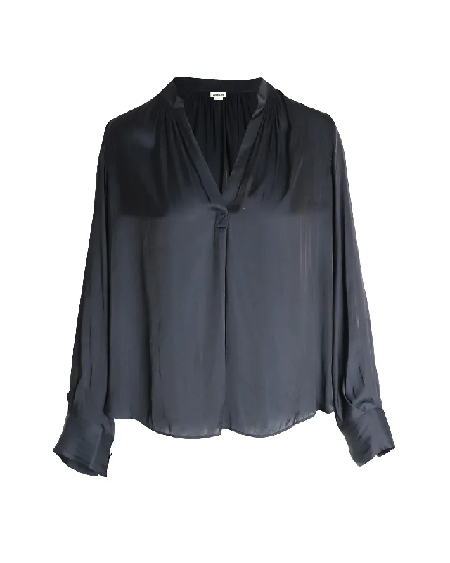 Zadig & Voltaire Satin-finish V-neck Blouse in Black Polyester