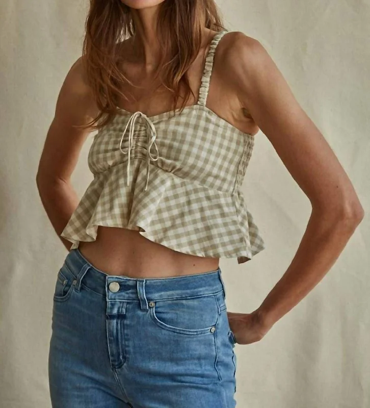 Checkered Crop Top In Natural