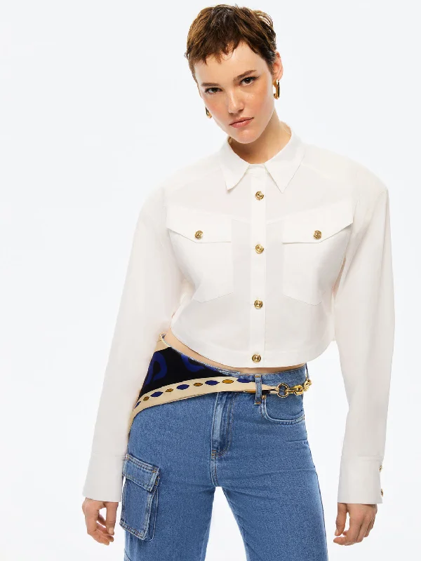 Cropped Shirt With Shoulder Pads