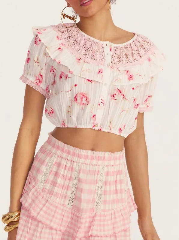 Elania Crop Top In Cherry Soda