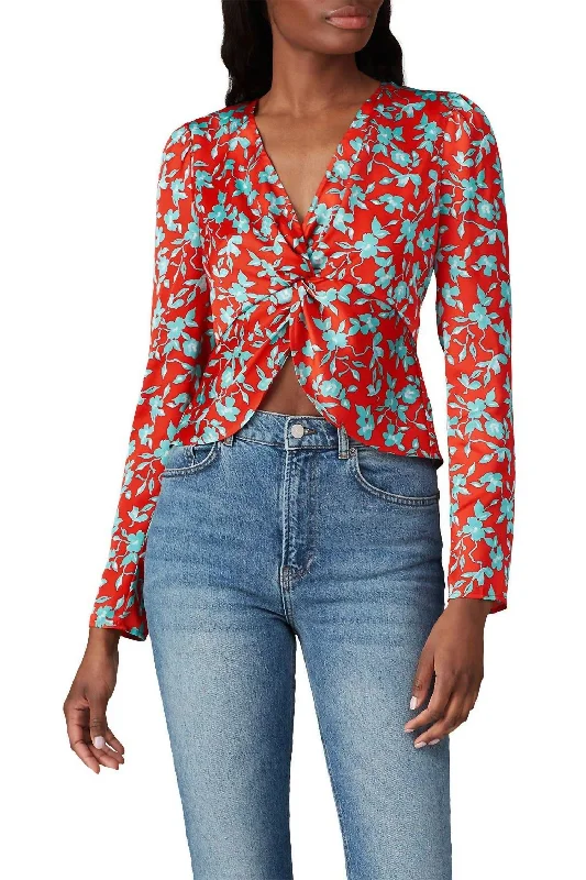 Floral Crop Top In Red