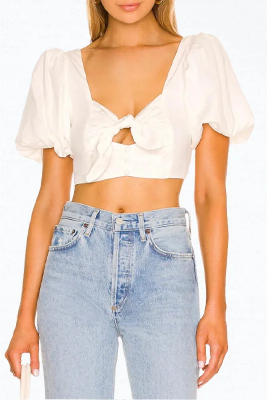 Jessie Cutout Cropped Top In White