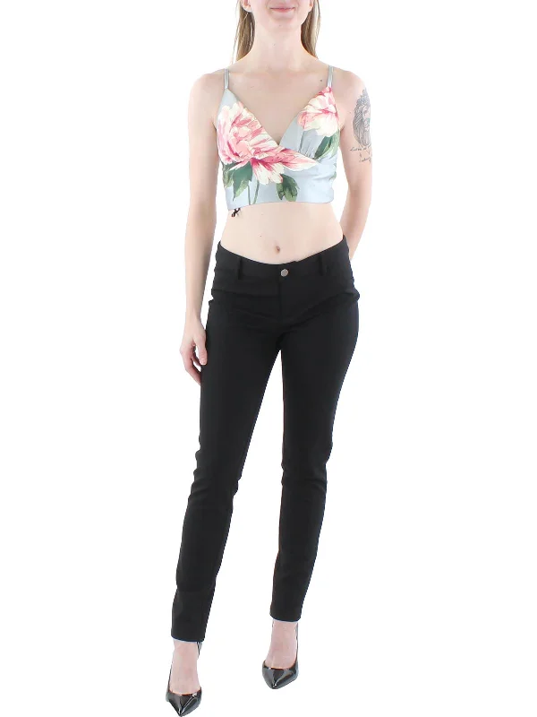 Juniors Womens Floral Strappy Cropped