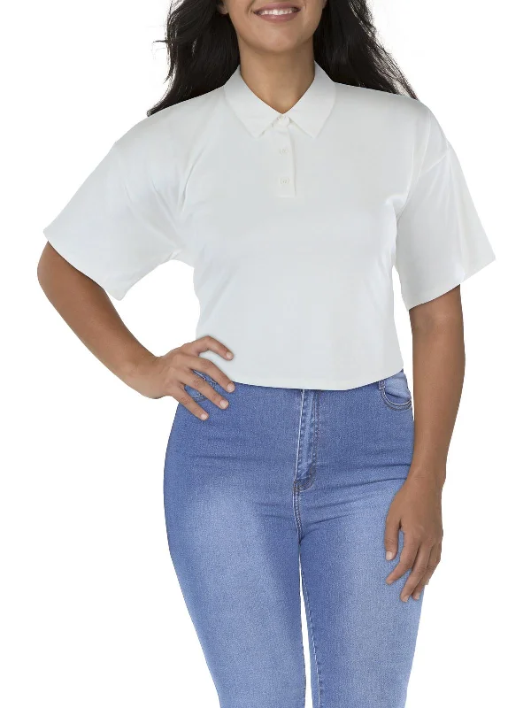 Juniors Womens Knit Short Sleeves Cropped