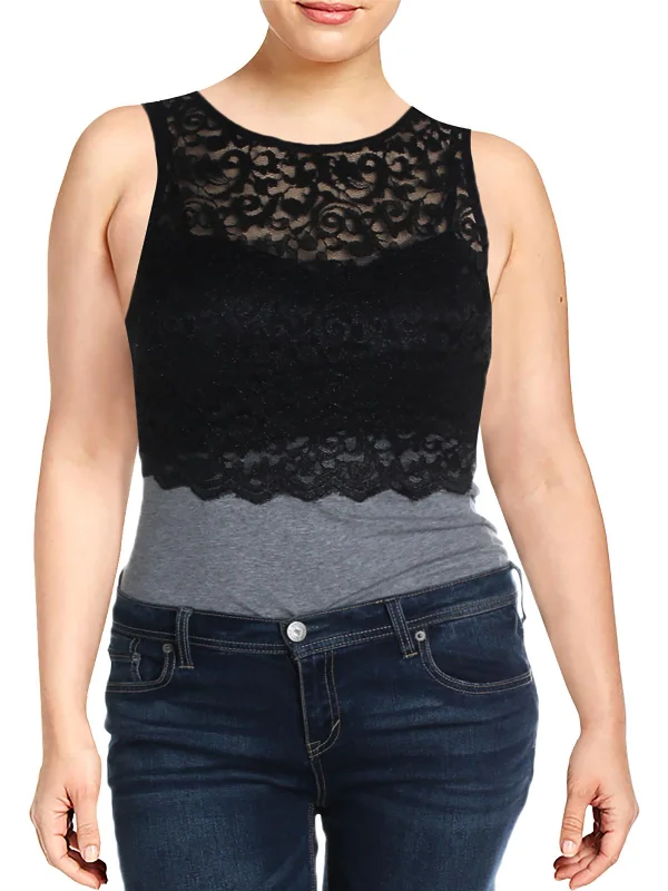 Juniors Womens Lace Halter Crop Top