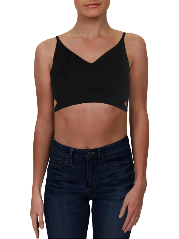 Juniors Womens Lattice V-Neck Crop Top