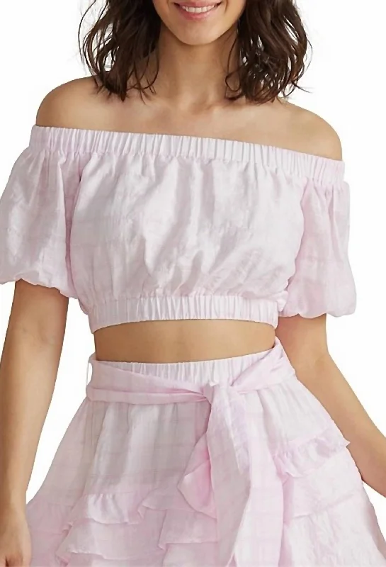 Nive Cropped Top In Pink White Combo