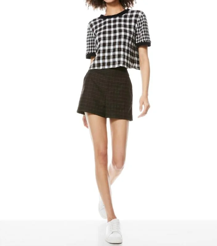 Piera Plaid Cropped Tee in Shaw Plaid Black