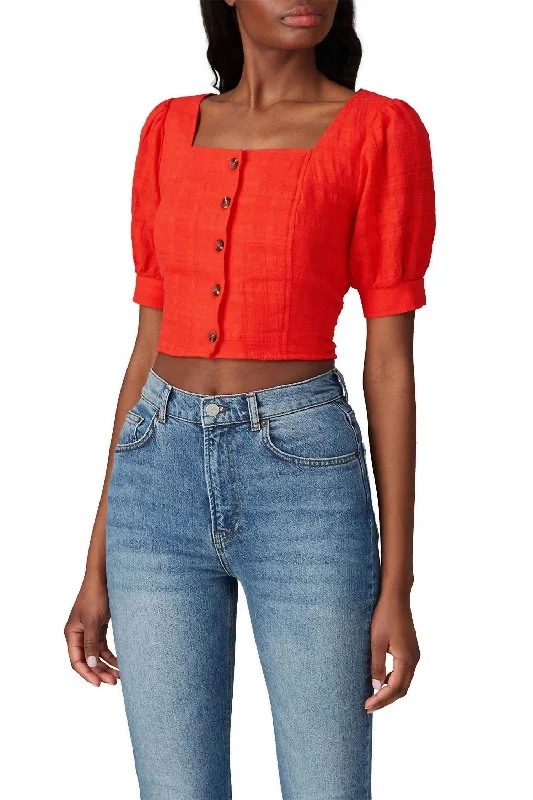 Smocked Crop Top In Red