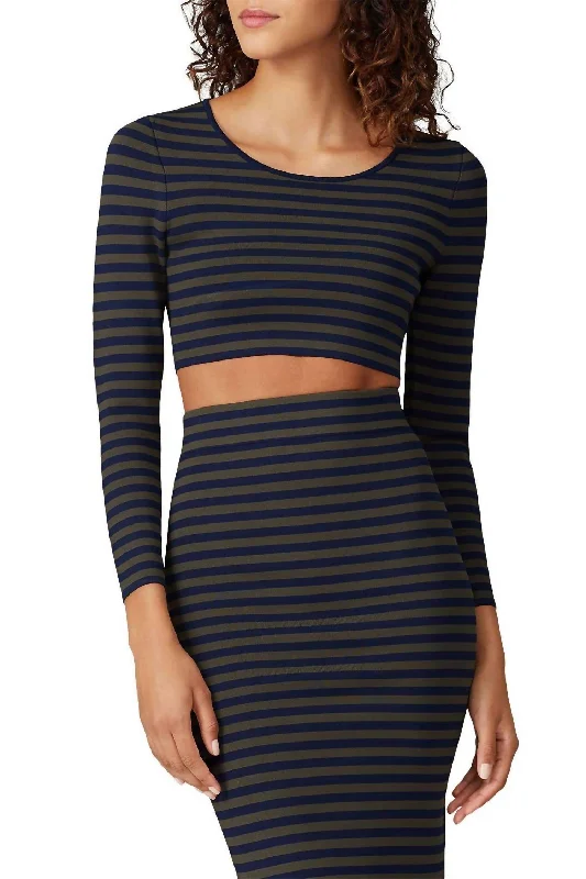 Striped Crop Top In Blue