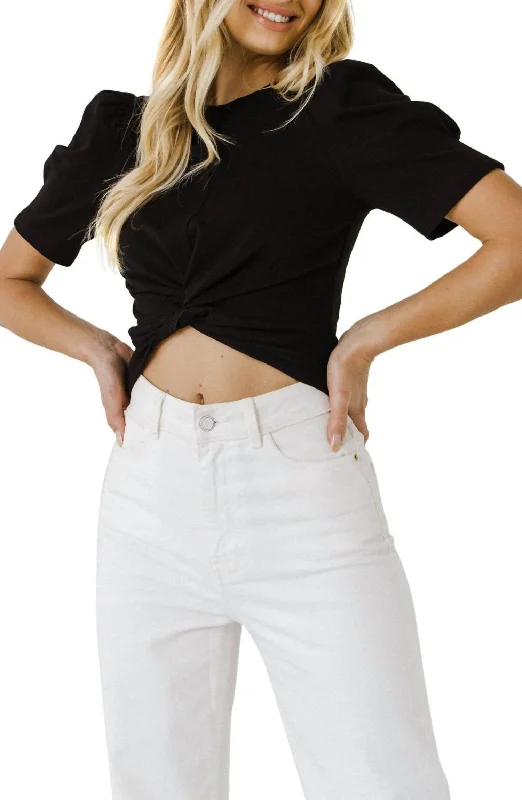 Twist Front Crop Top In Black