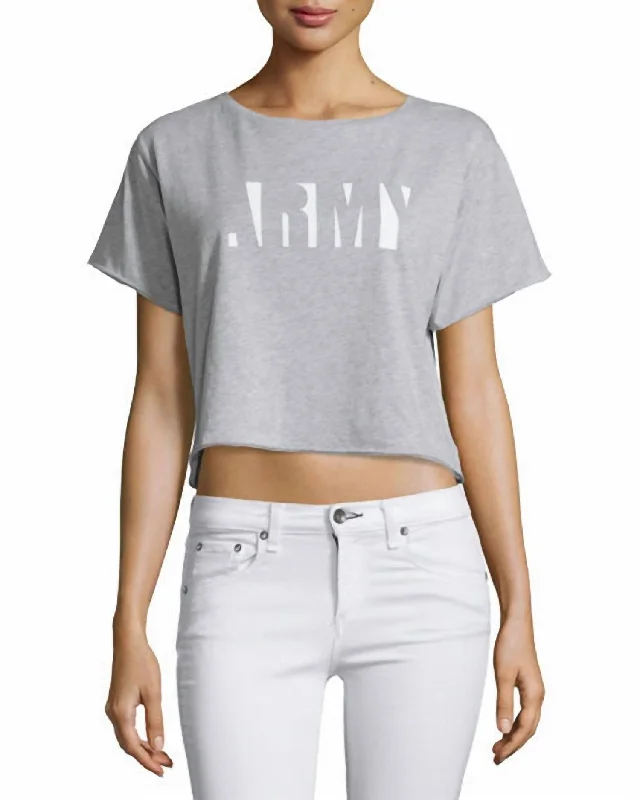 Women Heather Gray Graphic X-Boyfriend Cropped Tee