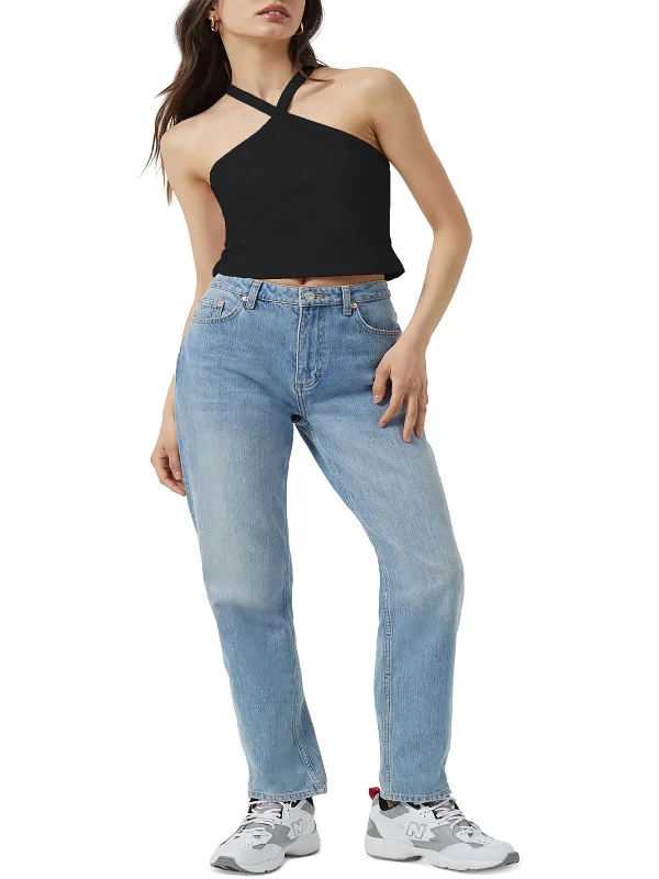 Womens Casual Halter Cropped