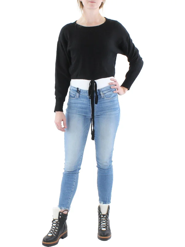 Womens Cropped Knit Pullover Top