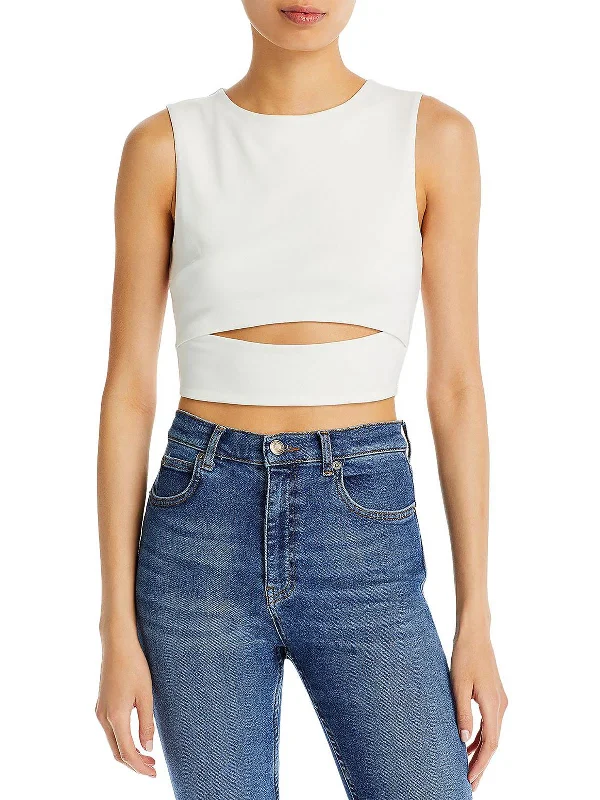 Womens Cut-Out Knit Cropped