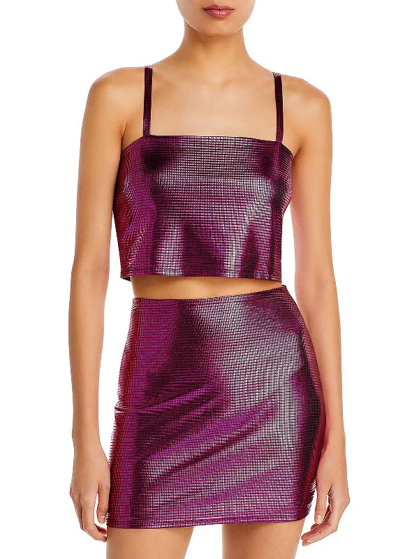 Womens Disco Sleeveless Cropped