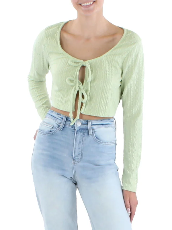 Womens Knit Long Sleeves Cropped