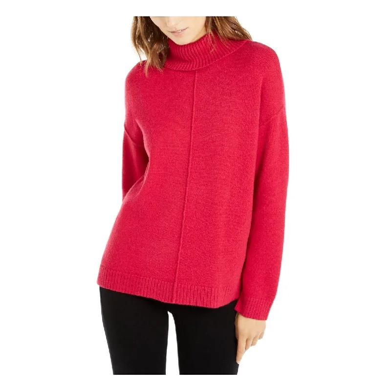 Alfani Women's Dropped-Shoulder Turtleneck Dark Red Size Large