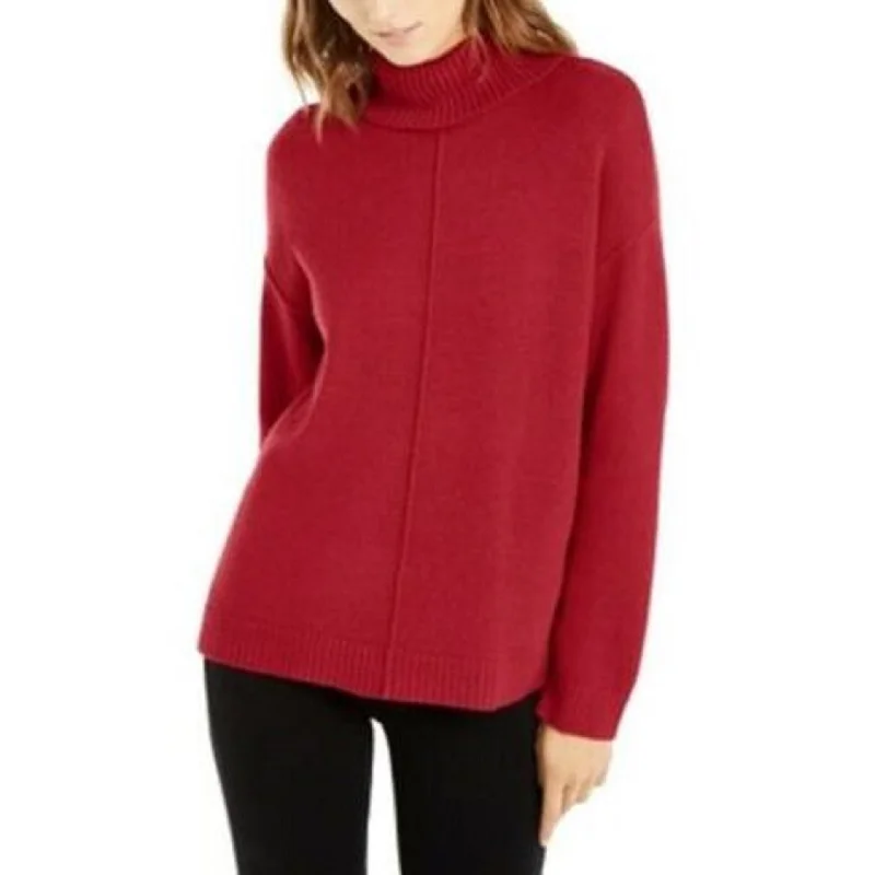 Alfani Women's Dropped-Shoulder Turtleneck Medium Red Size Medium