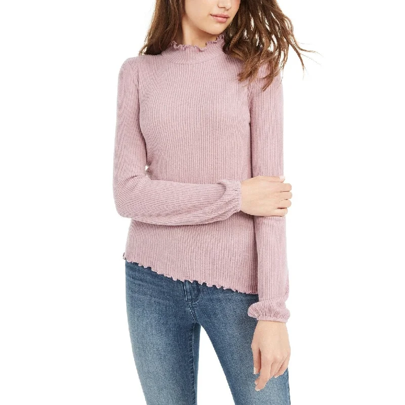 American Rag Juniors' Lettuce-Edged Mock Turtleneck Top Purple Size Large