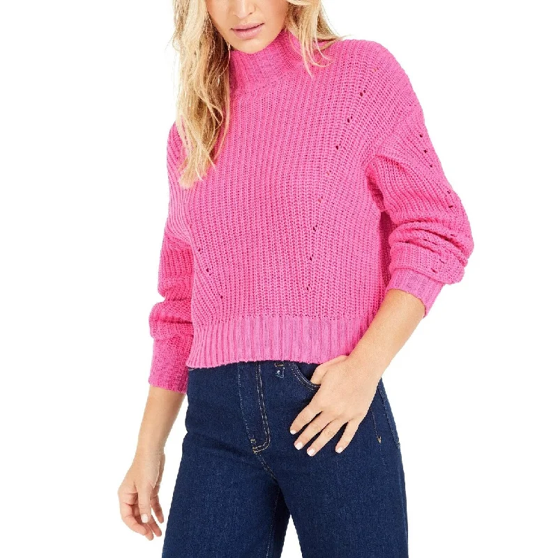 Bar III Women's Becca Tilley X Ribbed Turtleneck Sweater Pink Size Medium