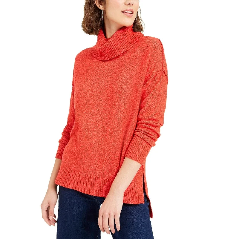 Bar III Women's Becca Tilley X Turtleneck High-Low Sweater Medium Red Size X-Large