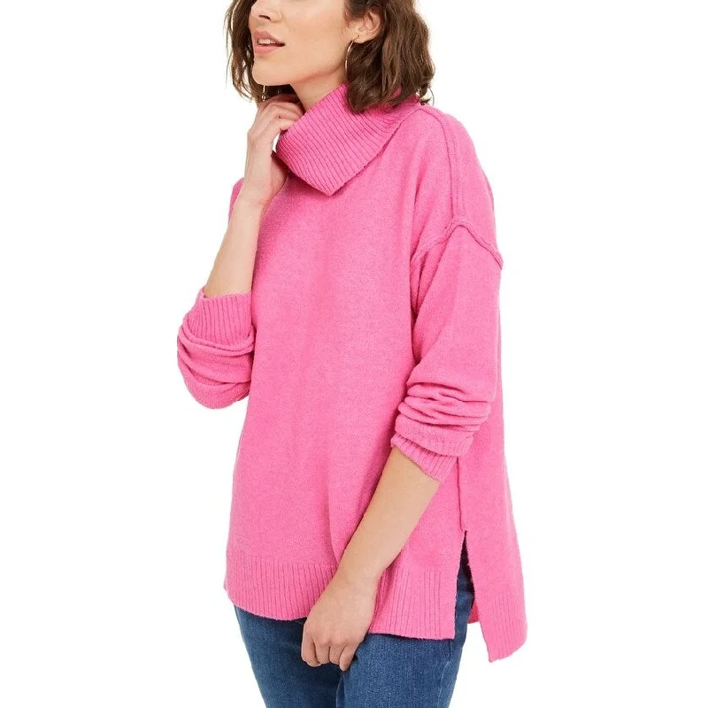 Bar III Women's Becca Tilley x Turtleneck High-Low Sweater Pink Size Small