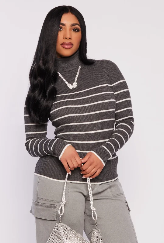 Striped Turtleneck Sweater