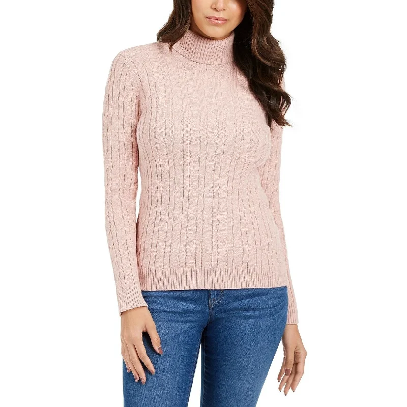 Charter Club Women's Cable Turtleneck Sweater Pink Size Large