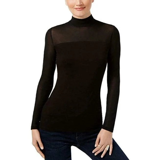 INC International Concepts Women's Mock Turtleneck Illusion Top Black Size X-Large