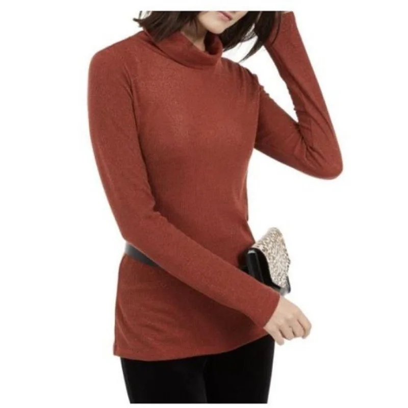 INC International Concepts Women's Shimmer Turtleneck Red Size Extra Large