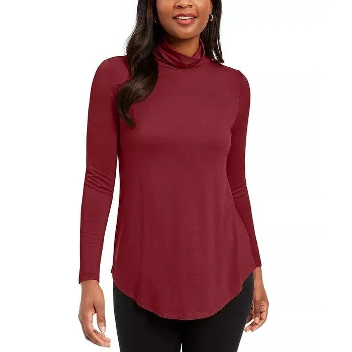 JM Collection Women's Solid Turtleneck Red Size Small