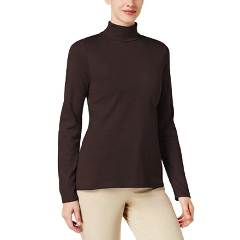 Karen Scott Women's Cotton Long-Sleeve Turtleneck Chocolate Size Extra Large - Brown - XX-Large